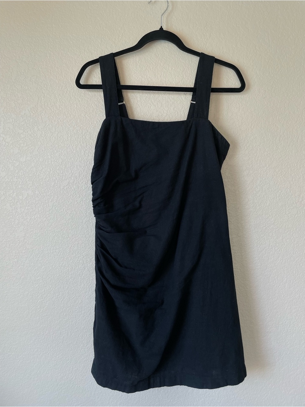 Abercrombie & Fitch Black Linen Blend Ruched Mini Dress Size M